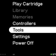 A screenshot of the Analogue Pocket's black-and-white menu.